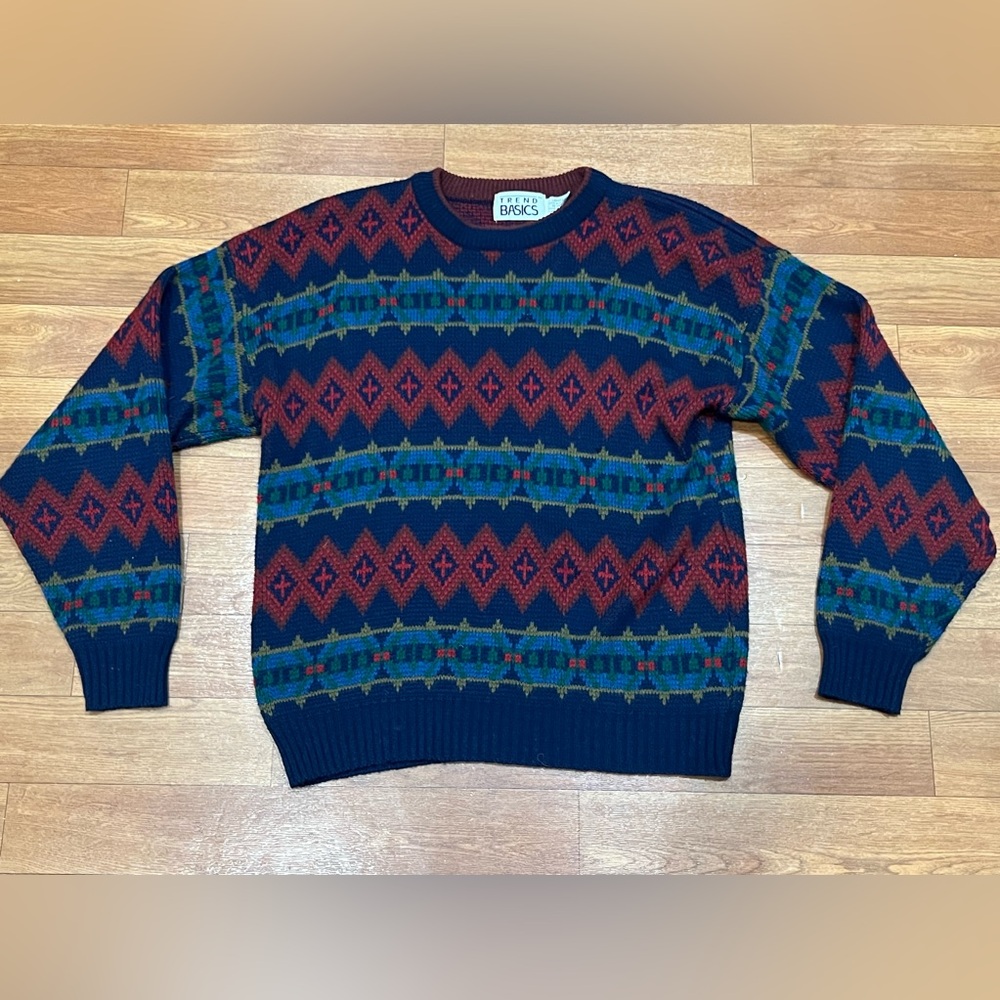 Vintage 90s Trend Basic Geometric Pattern Acrylic… - image 1